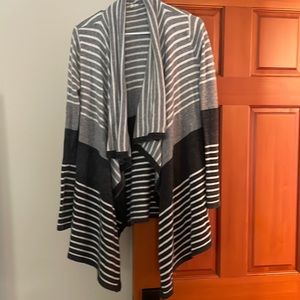 Striped open cardigan sweater